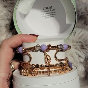 FREE OG W/purchase - Elegant Rose Gold and Lavender Bracelet Set
